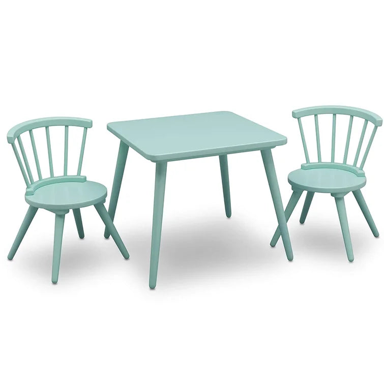 Wooden Top 1 Table with 2 Colourful Kids Chair -