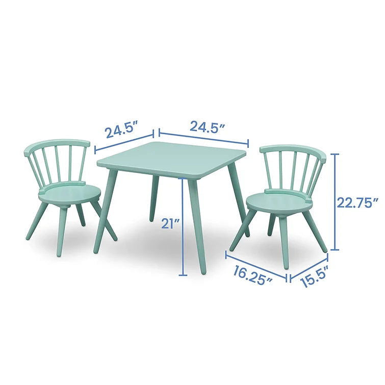 Wooden Top 1 Table with 2 Colourful Kids Chair -