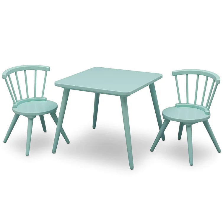 Wooden Top 1 Table with 2 Colourful Kids Chair -