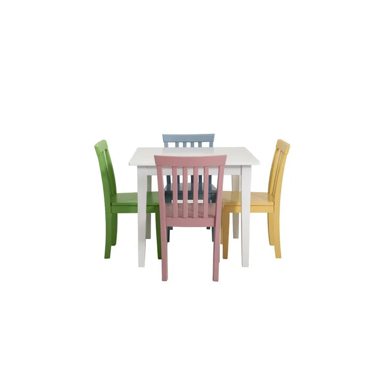 Wooden Top 1 Table with 4 Colourful Kids Chair -