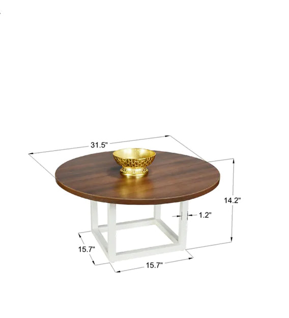 Wooden Top Center Table With Metal Frame Base -