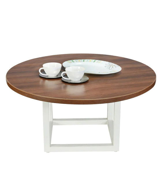 Wooden Top Center Table With Metal Frame Base -
