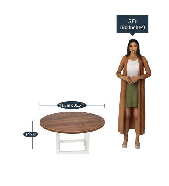 Wooden Top Center Table With Metal Frame Base -