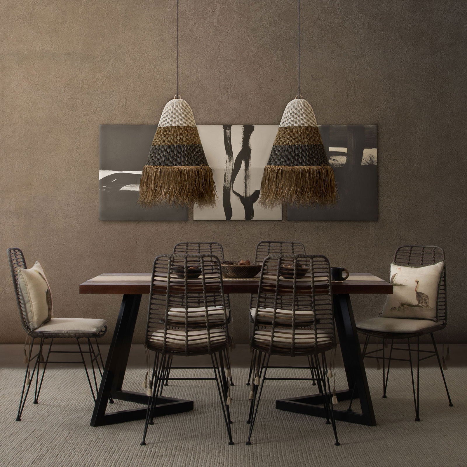 Wooden Top Dining Table with Metal MS Frame Base -