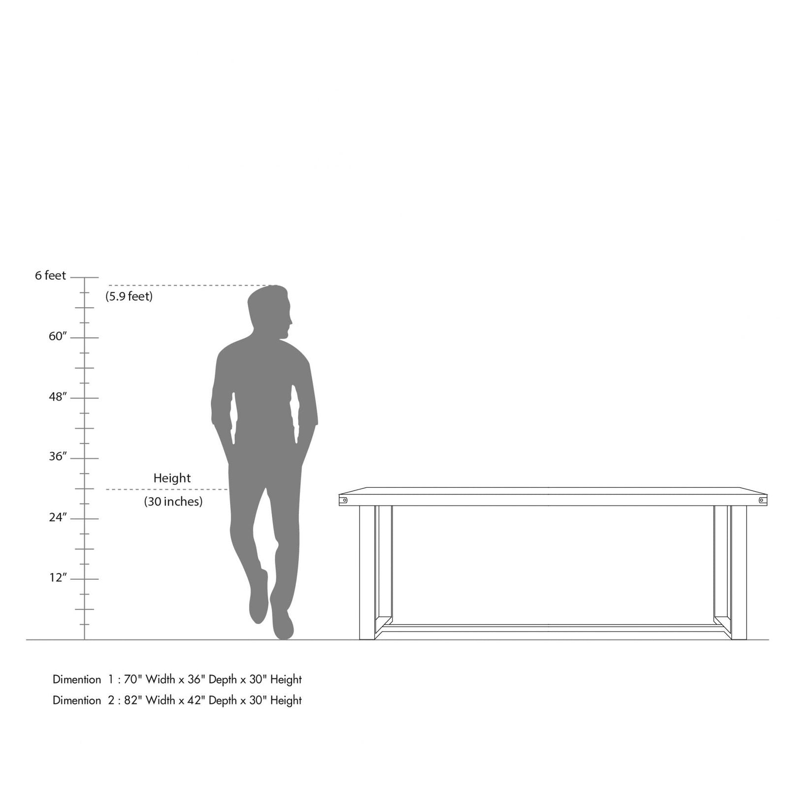 Wooden Top Dining Table with Metal MS Frame Base -