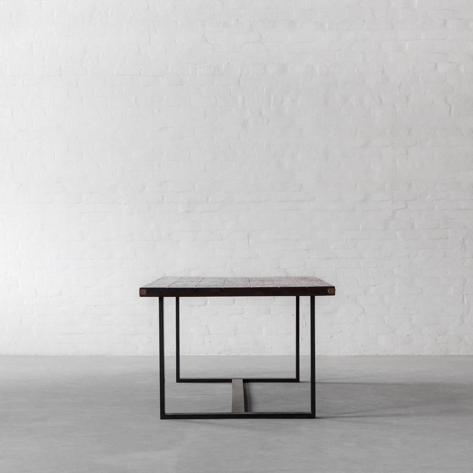 Wooden Top Dining Table with Metal MS Frame Base -
