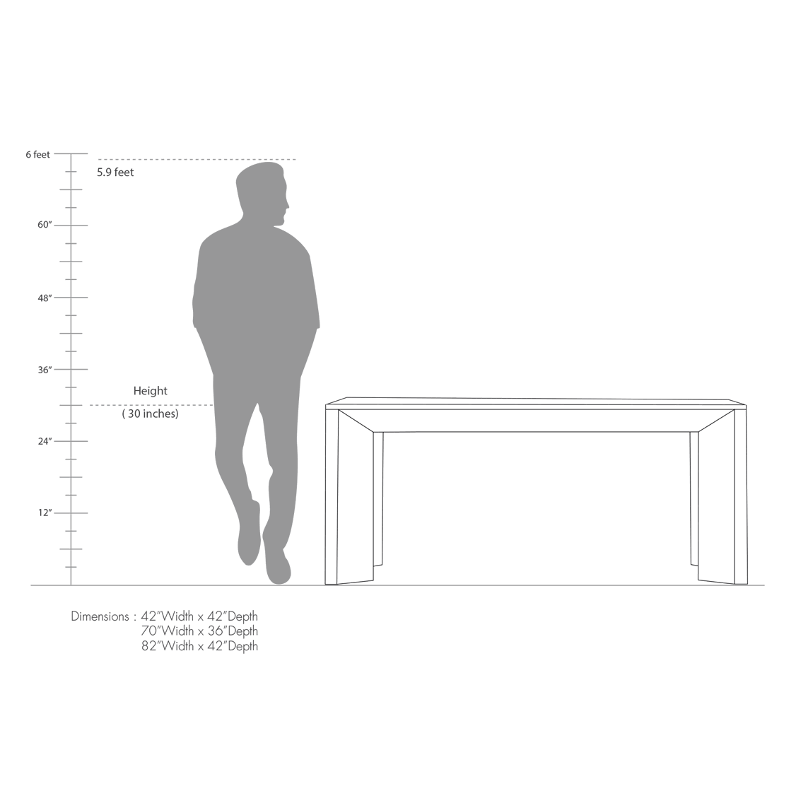 Wooden Top Dining Table with Wooden Frame Base -