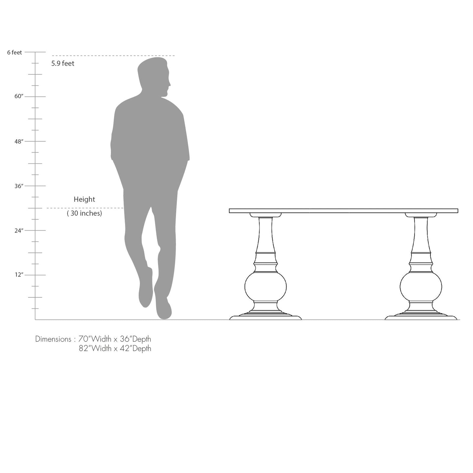 Wooden Top Dining Table with Wooden Frame Base -