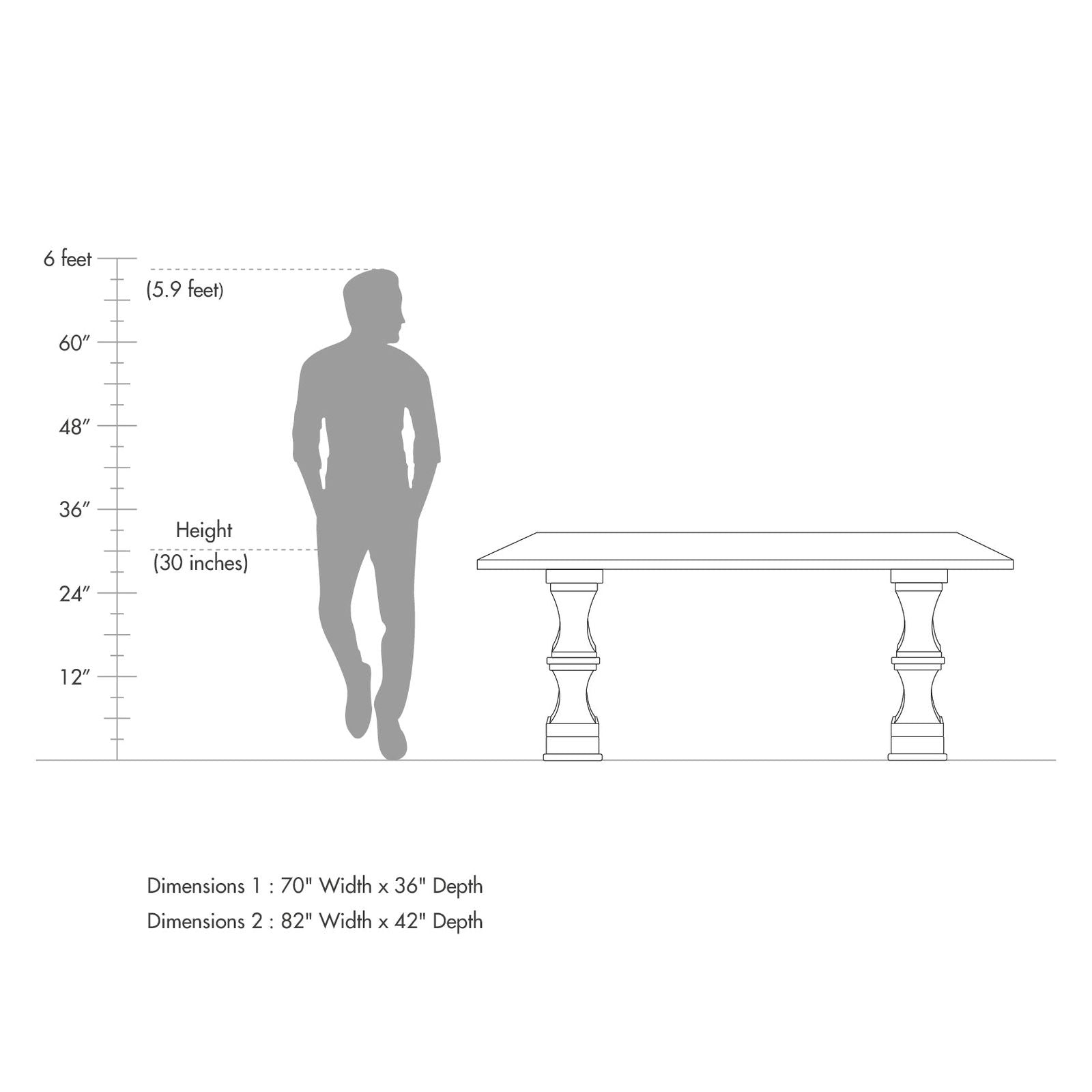 Wooden Top Dining Table with Wooden Frame Base -