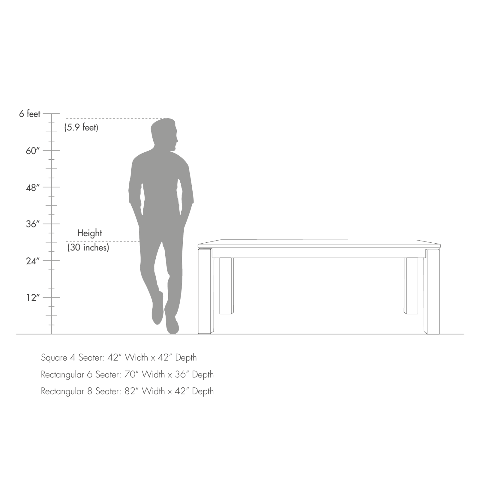 Wooden Top Dining Table with Wooden Frame Base -