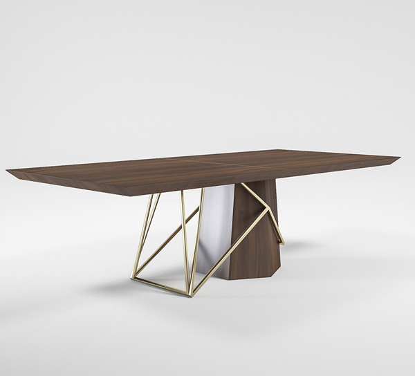 Wooden Top Dining Table with Wooden and Metal Base -