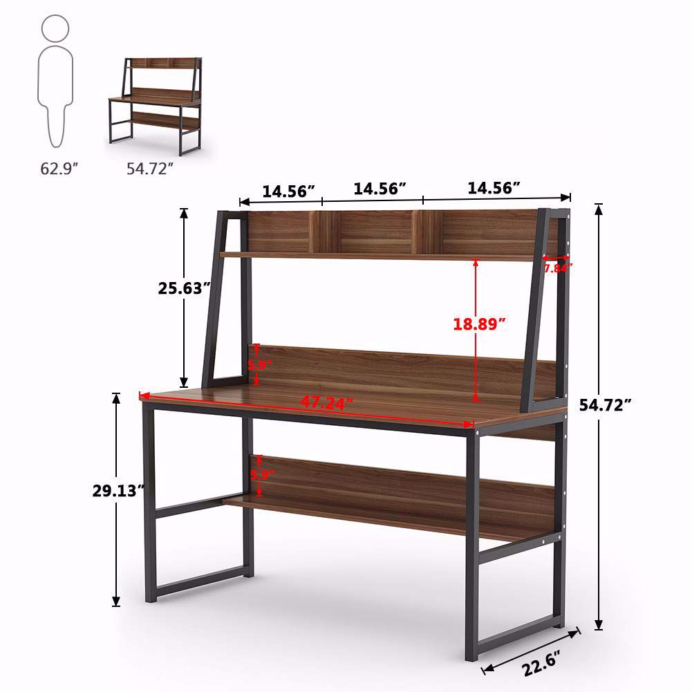Wooden Top & Metal Base Study Table -