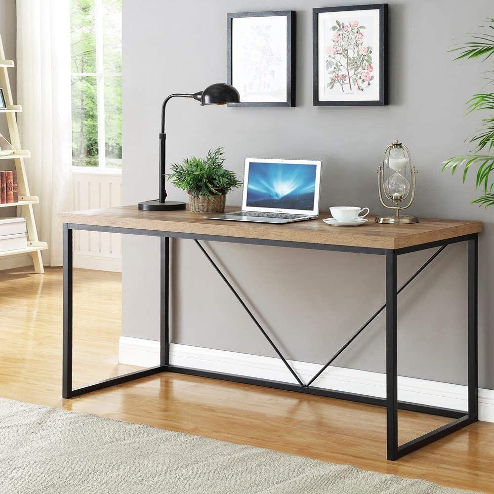Wooden Top & Metal Base Study Table -