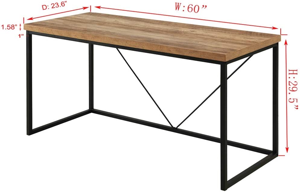 Wooden Top & Metal Base Study Table -