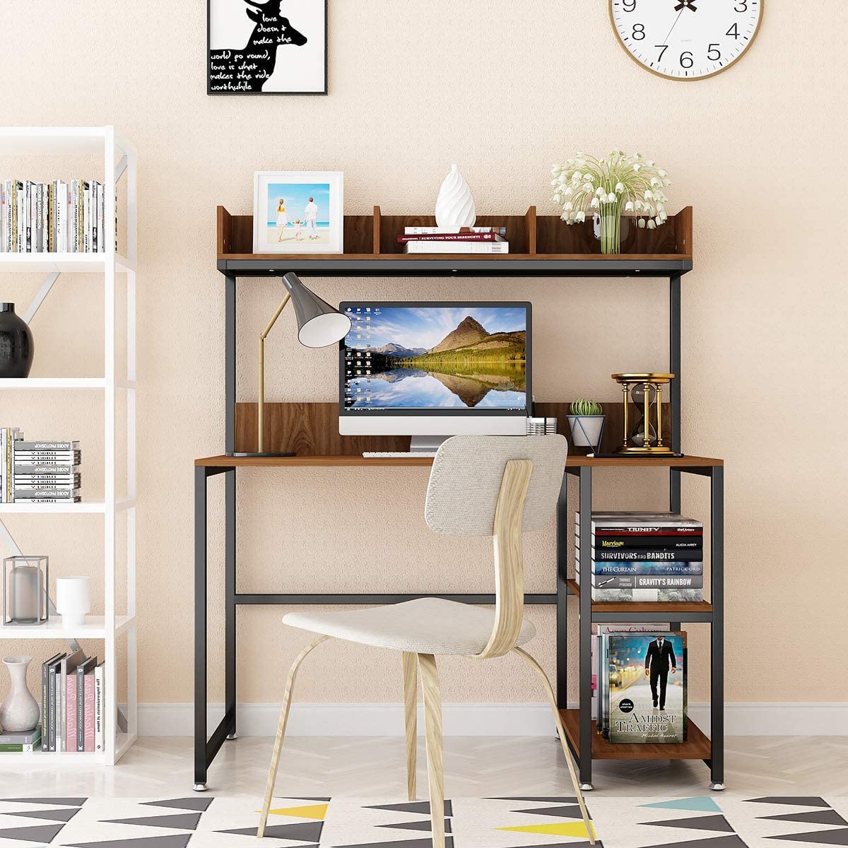Wooden Top & Metal Base Study Table -