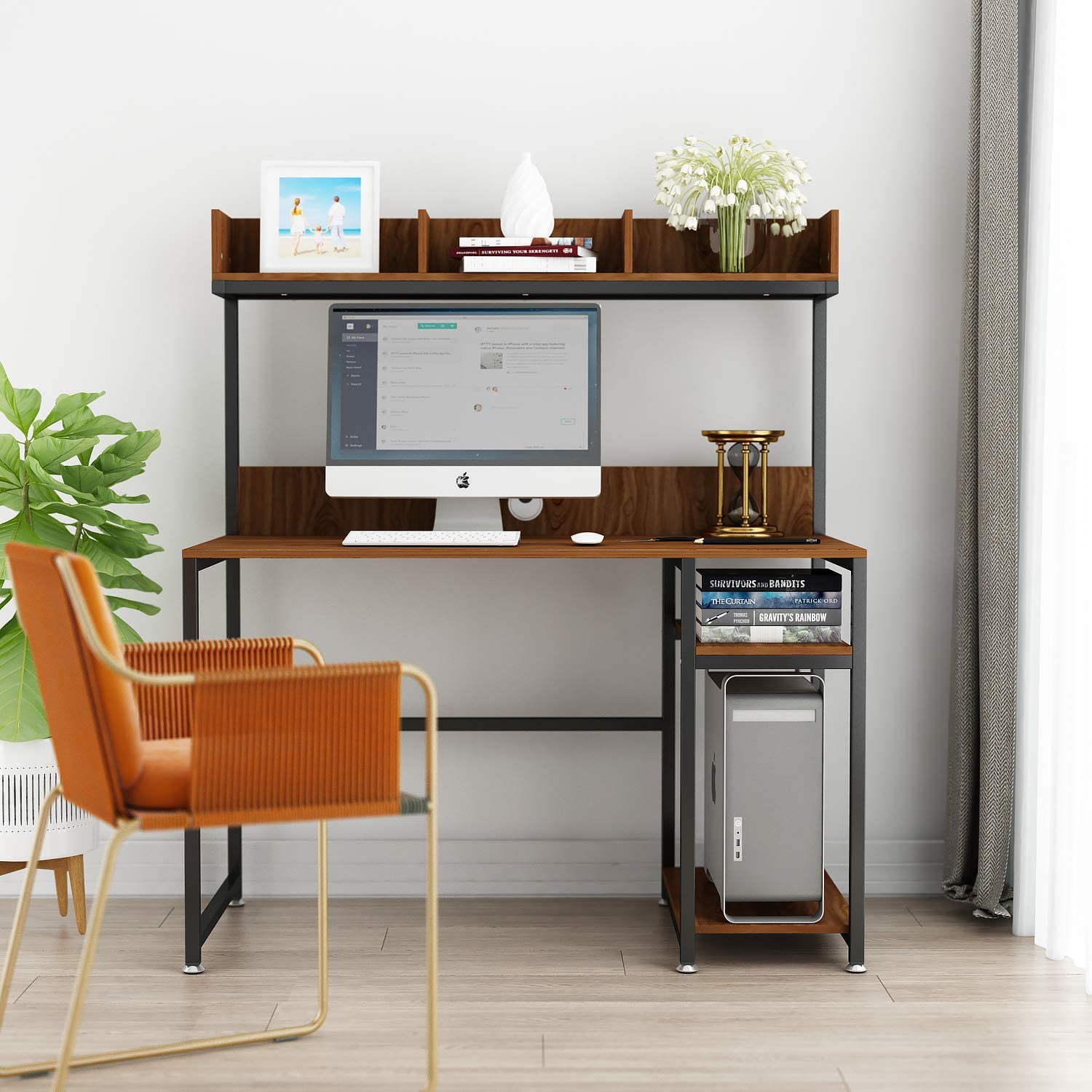 Wooden Top & Metal Base Study Table -