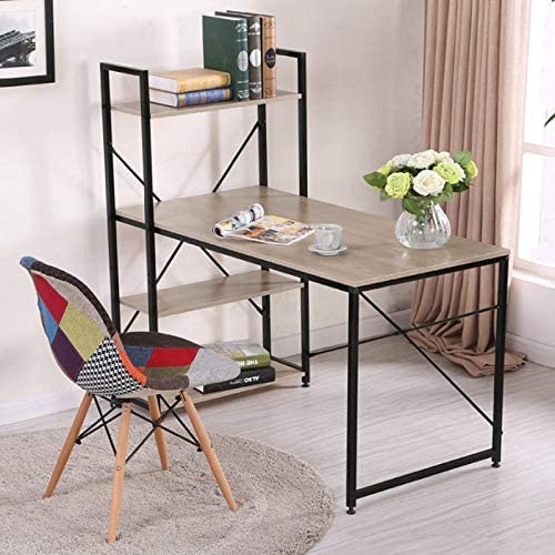 Wooden Top & Metal Base Study Table -