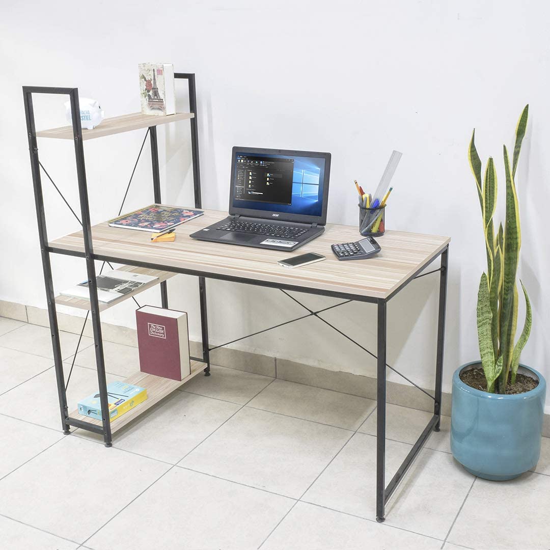 Wooden Top & Metal Base Study Table -