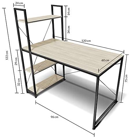 Wooden Top & Metal Base Study Table -