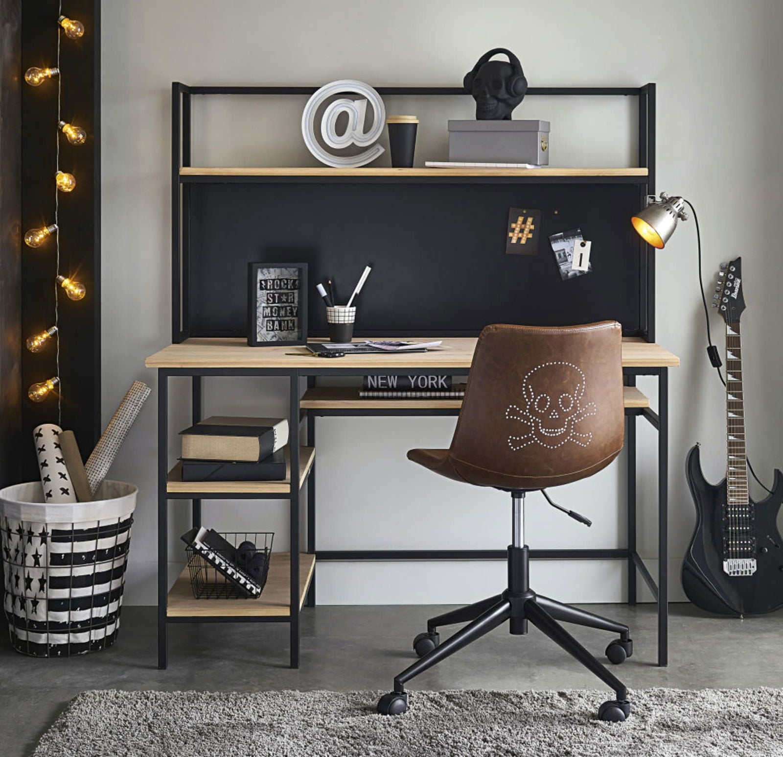 Wooden Top & Metal Base Study Table -