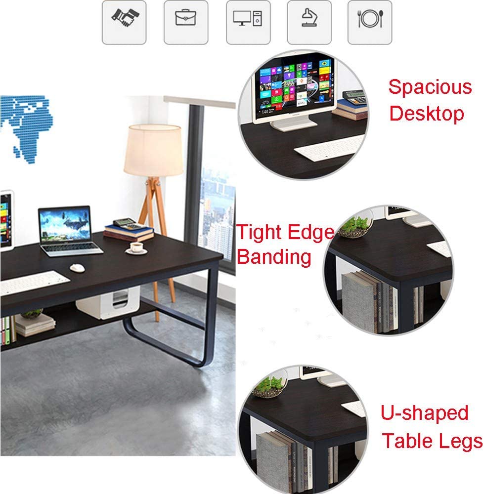 Wooden Top & Metal Base Study Table -