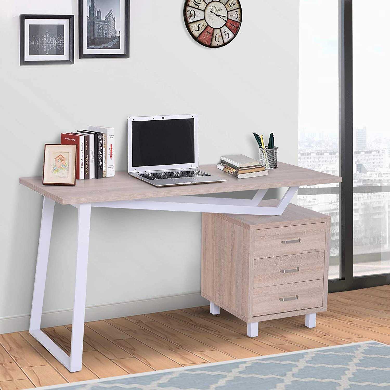 Wooden Top & Metal Base Study Table