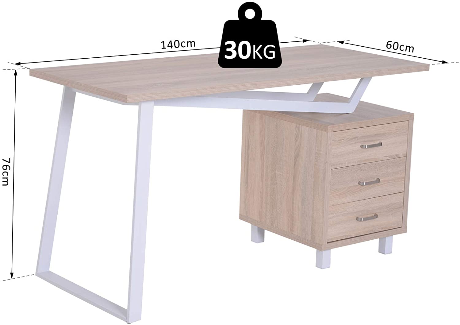 Wooden Top & Metal Base Study Table -