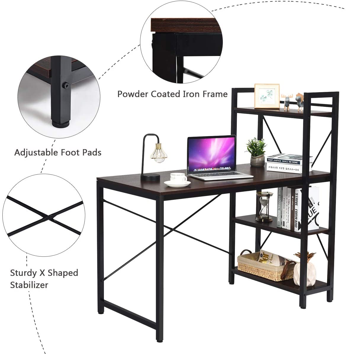 Wooden Top & Metal Base Study Table -