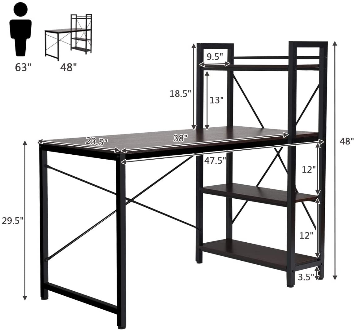 Wooden Top & Metal Base Study Table -