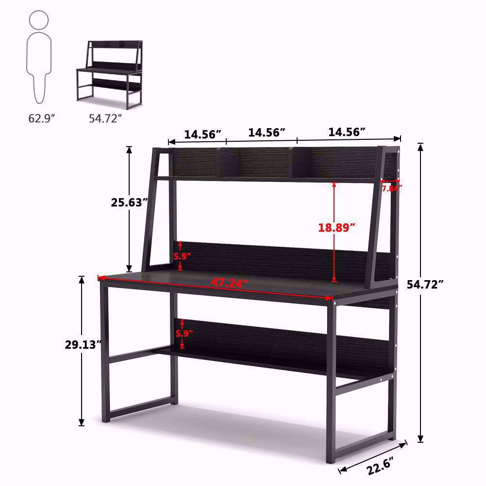 Wooden Top & Metal Base Study Table -