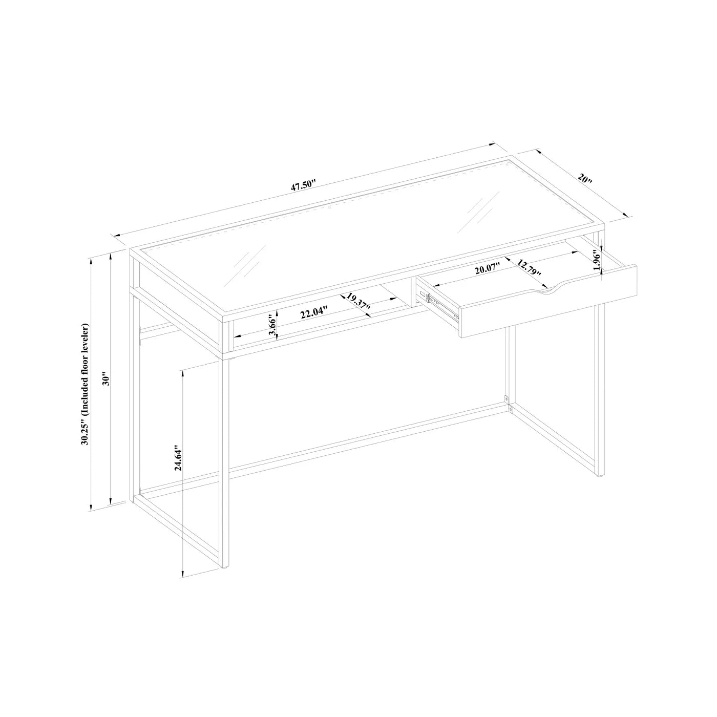 Wooden Top & Metal Base Study Table -