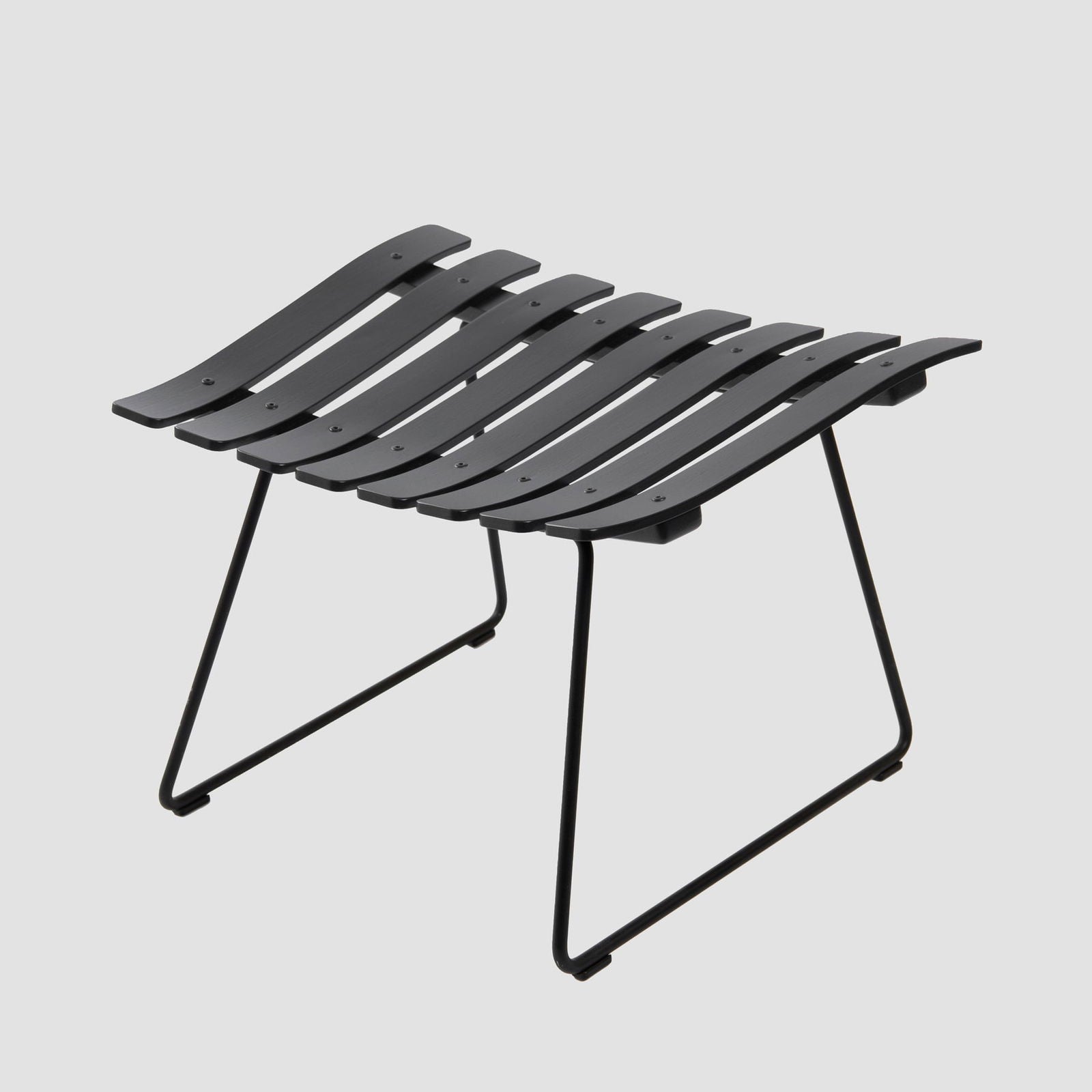Wooden Upholstery & Metal Base Ottoman -