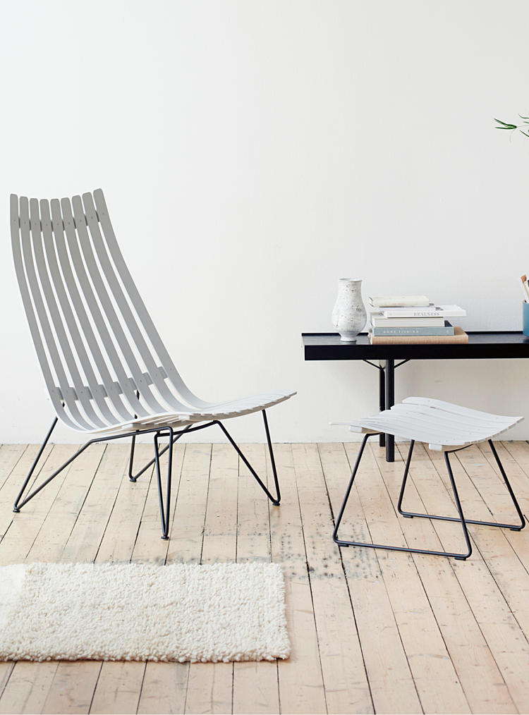 Wooden Upholstery & Metal Base Ottoman -