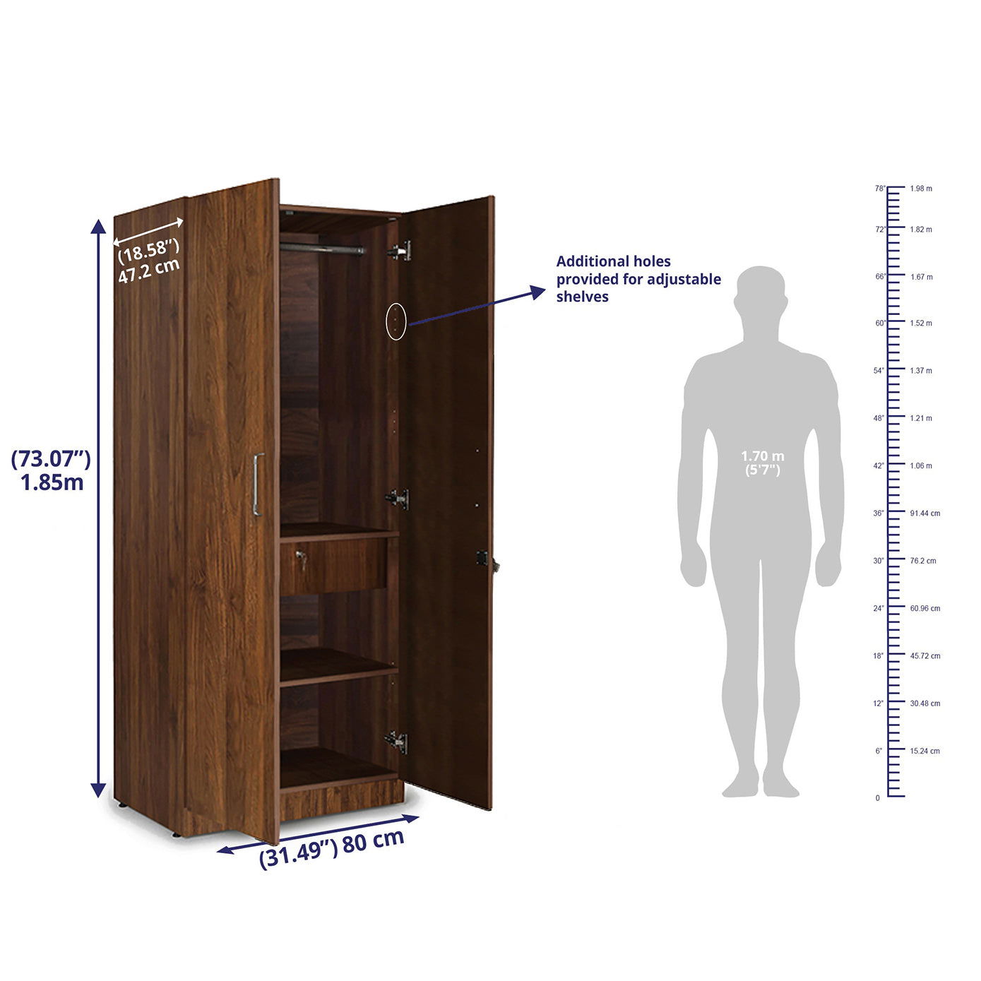 Wooden Wardrobe 2/3/4 Door with Mirror -