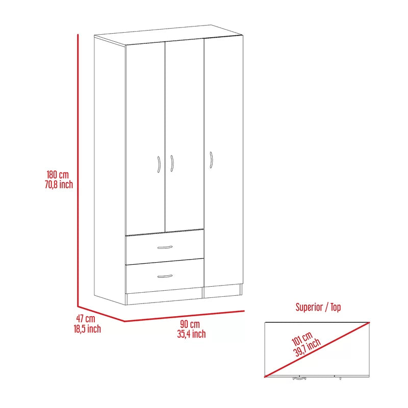 Wooden Wardrobe in 3 Door Options -