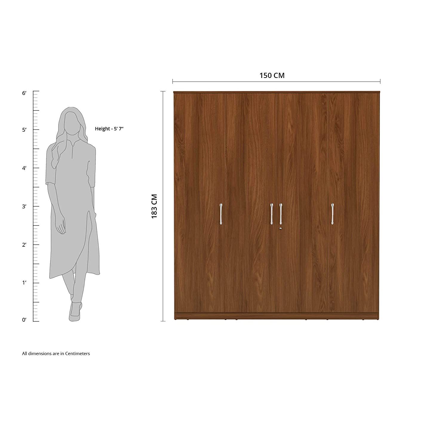 Wooden Wardrobe in 4 Door -