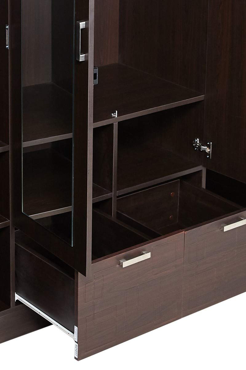Wooden Wardrobe in 4 Door Options with Mirror -