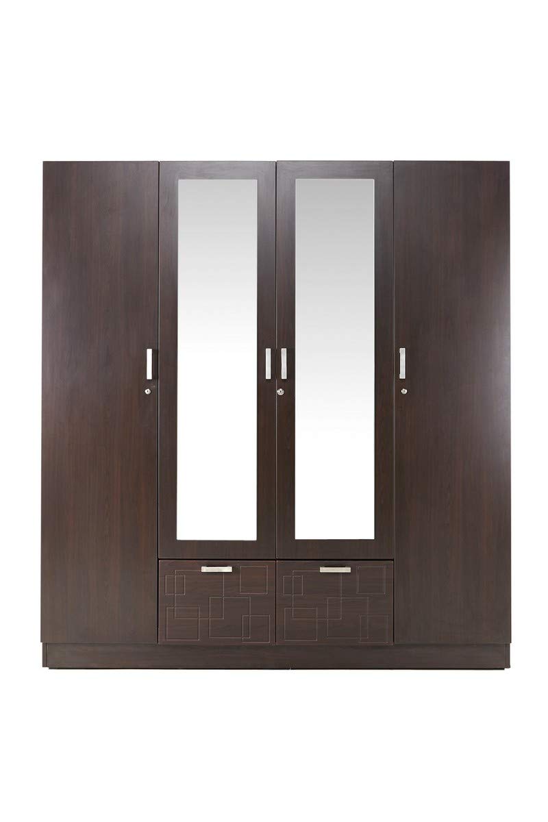 Wooden Wardrobe in 4 Door Options with Mirror -
