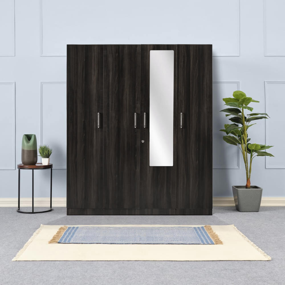 Wooden Wardrobes: 2/3/4-Door Options with Mirrors -
