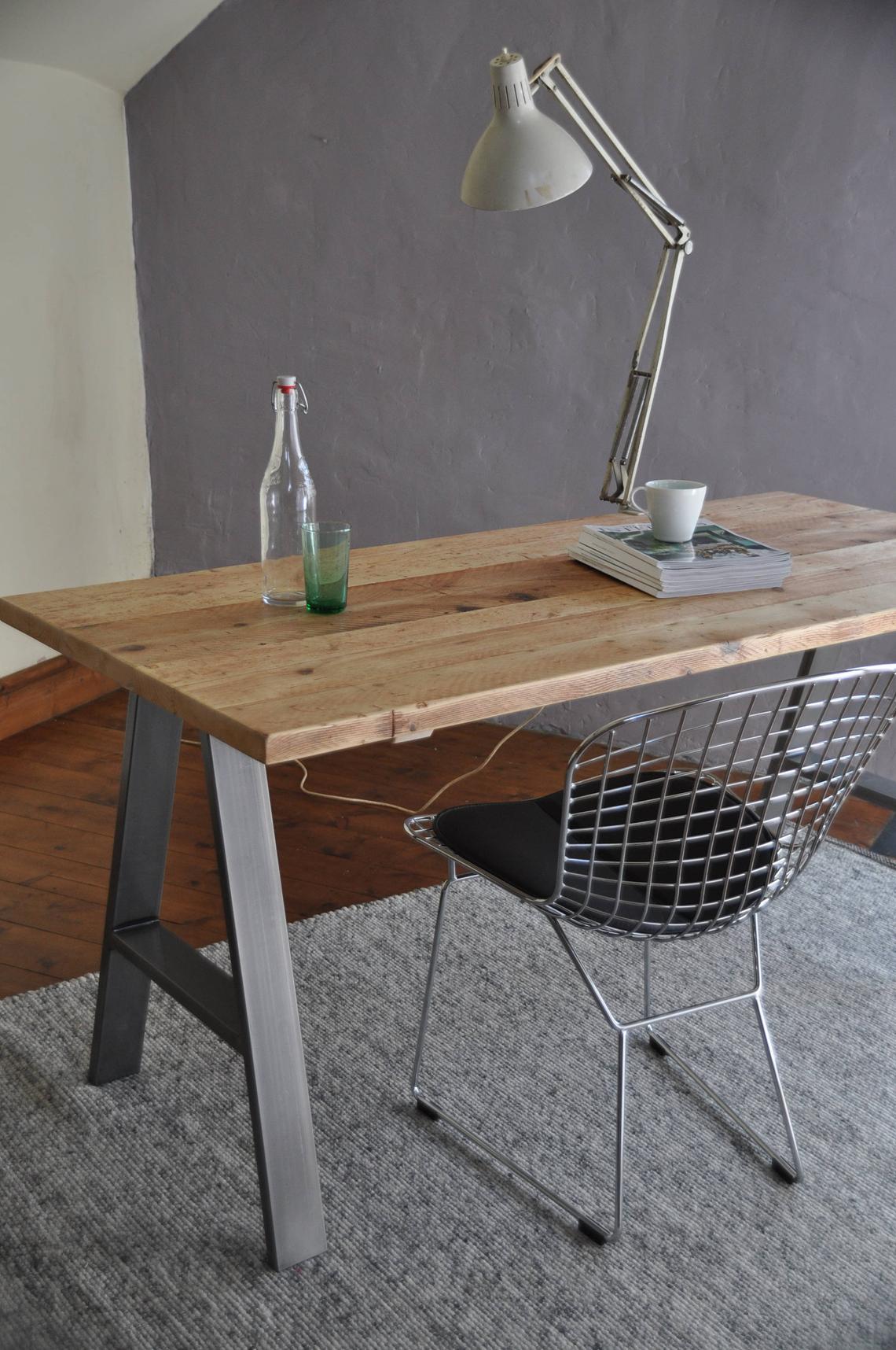 Wooden and Prelaminated Top & Metal Base Study Table – Lakdi.com ...