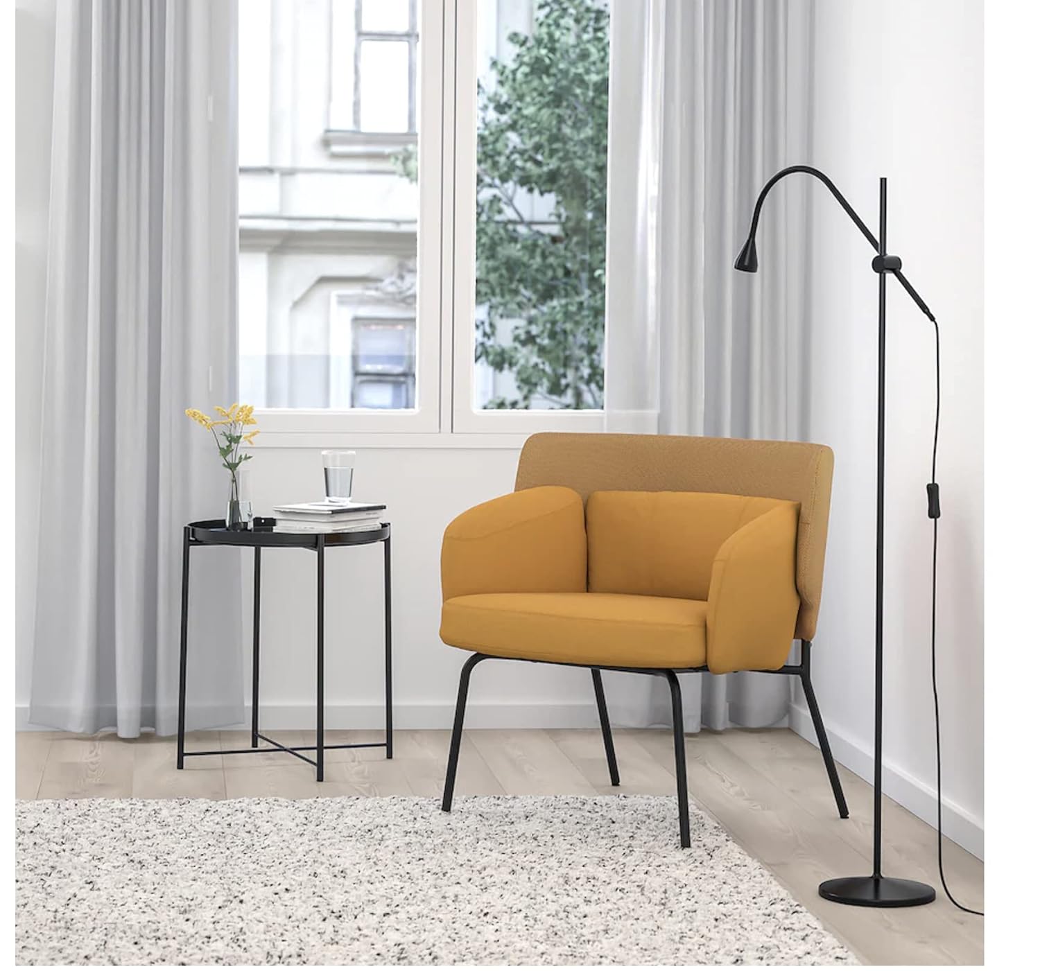 Yellow Chair in Cotton with Metal Legs -