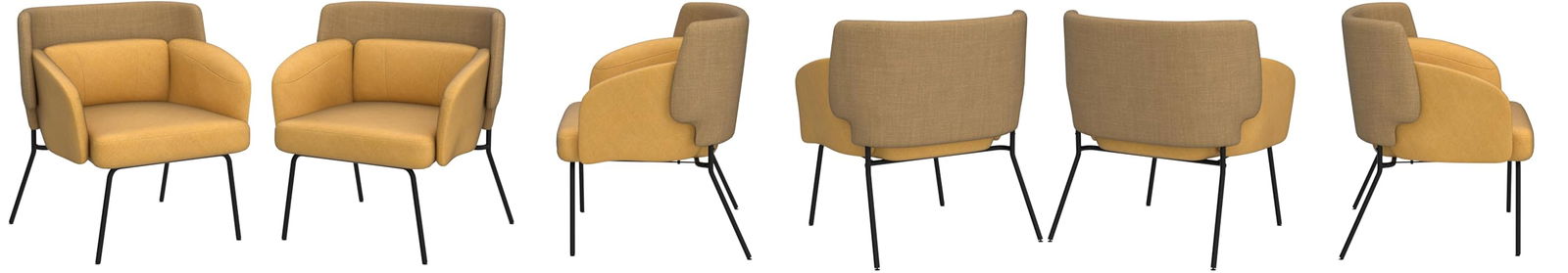Yellow Chair in Cotton with Metal Legs -