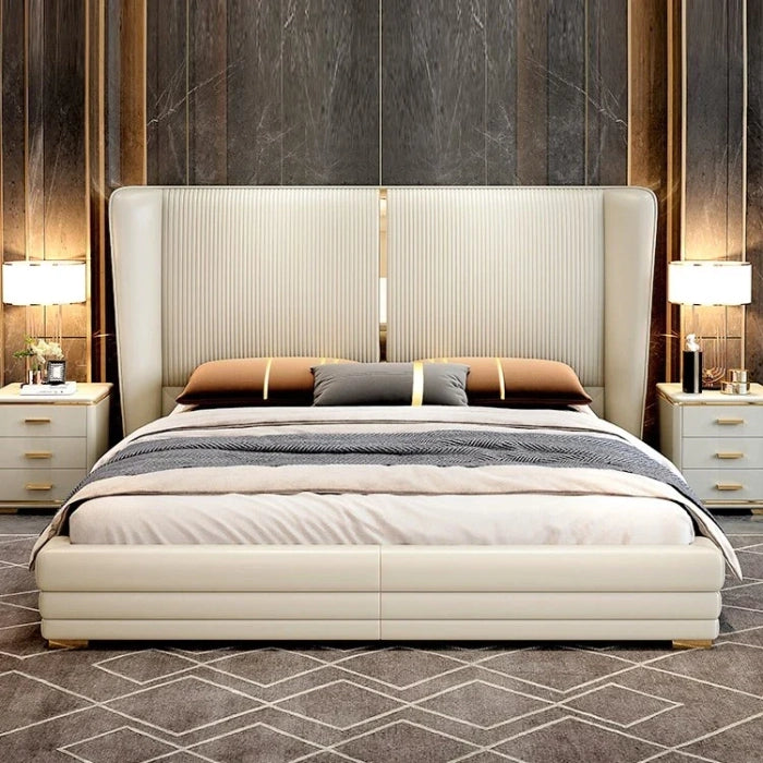 Modern Luxury Upholstered Bed – 54 Headboard & Plywood Frame, Queen/King/Over Sizes