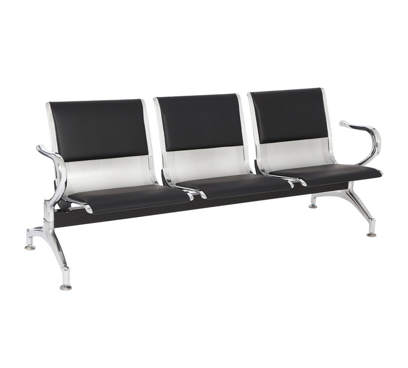 3 Seater Waiting Chair With Metal Legs & Arm