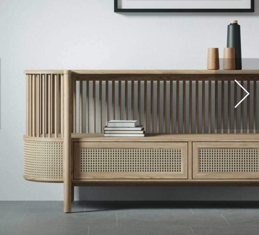 Wooden Console with Modern Rattan & Wood Console Cane Work Furniture