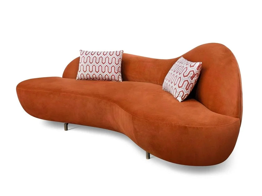 ৩ সিটার ভেলভেট ইউনিক ডিজাইনার সোফা এবং মেটাল লেগ সাপোর্ট বেস সহ সেরা শেড