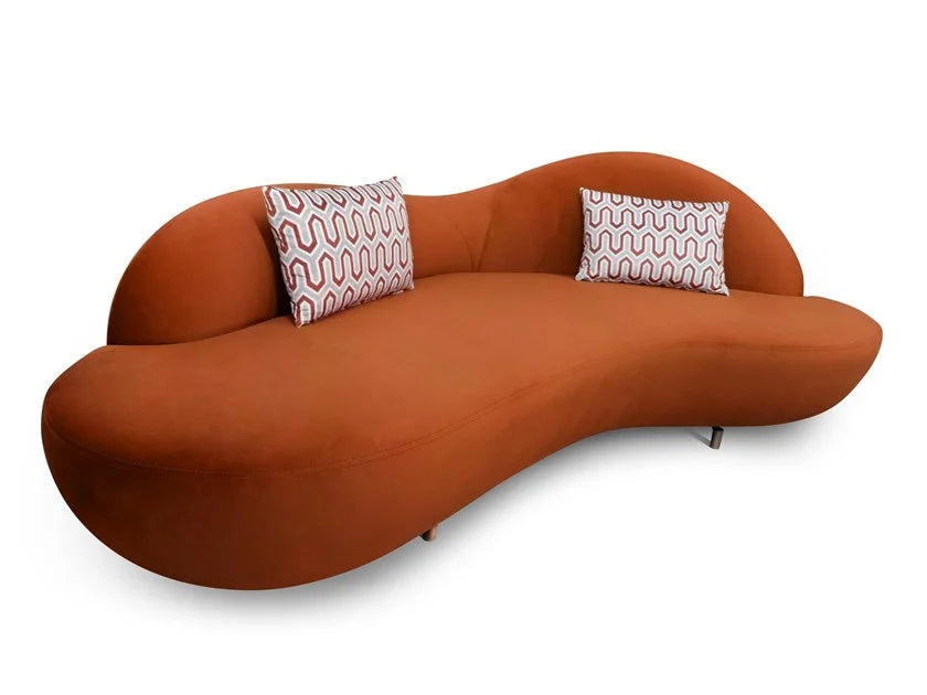 ৩ সিটার ভেলভেট ইউনিক ডিজাইনার সোফা এবং মেটাল লেগ সাপোর্ট বেস সহ সেরা শেড