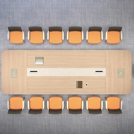 Table for Corporate Meeting Rooms Large Boardroom Discussion Desk with Integrated Wire Management and Contemporary Office Design