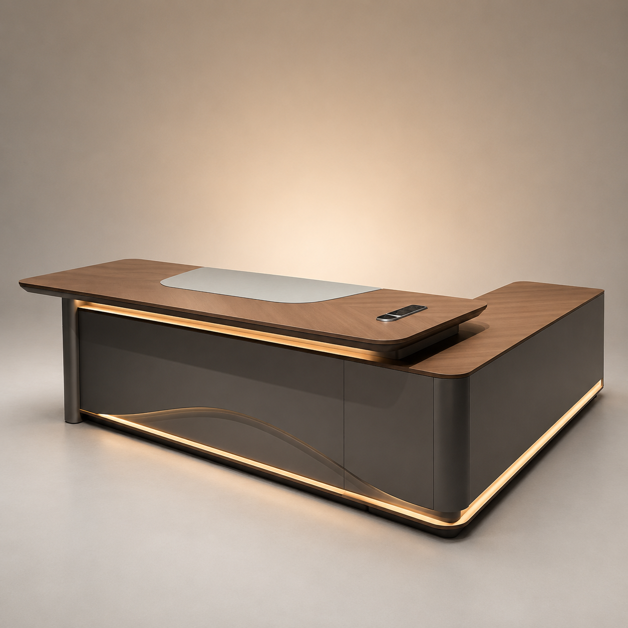 Office Desk with Integrated Storage Return, Executive Workstation for CEOs, Founders, Business Leaders and Premium Corporate Interiors