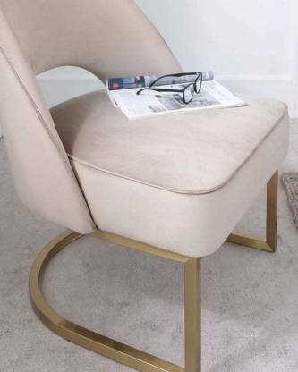 Champagne Velvet Accent Lounge Chair in Gold Finish